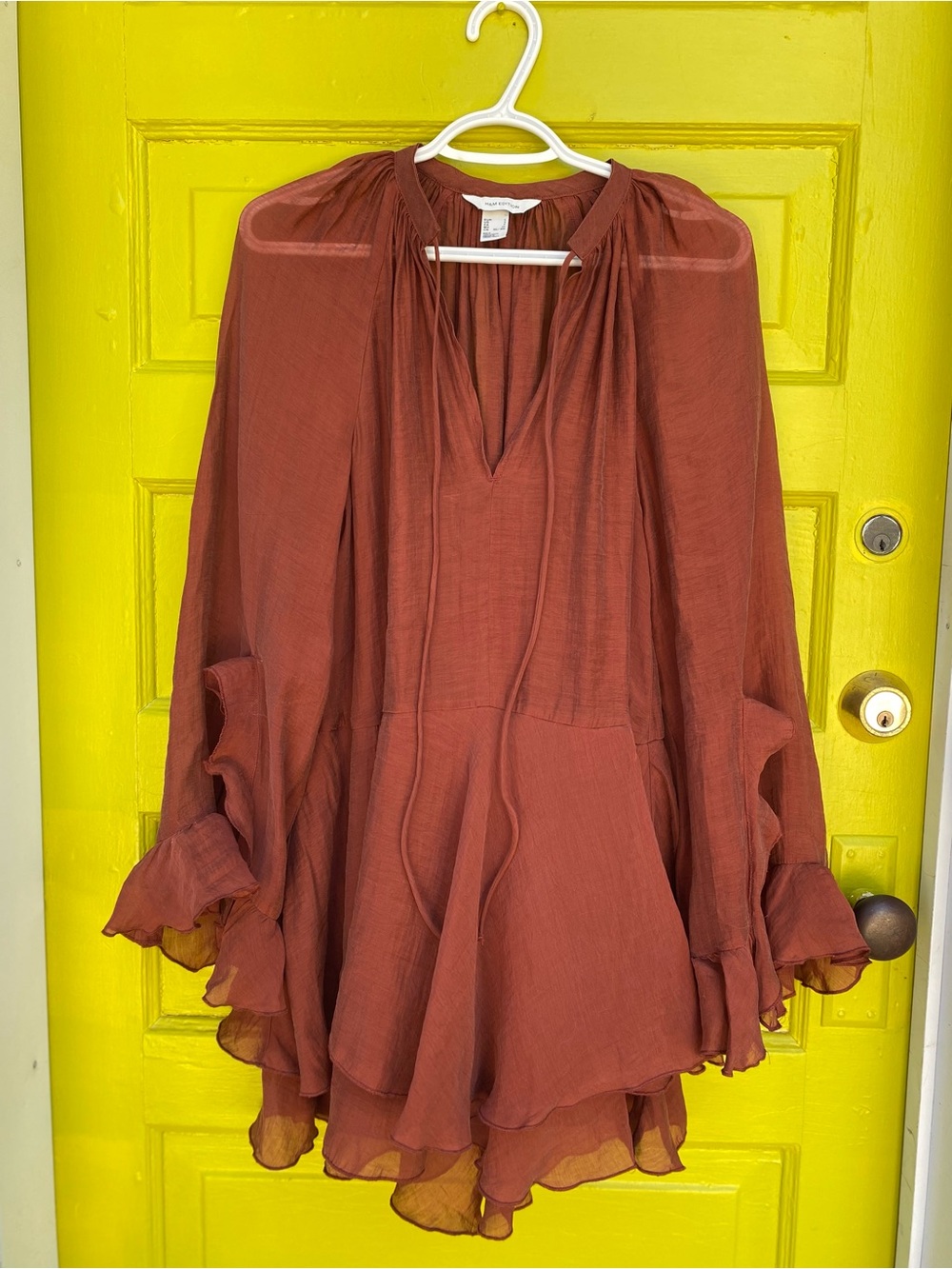 Flowy Rust Peasant Tunic Dress